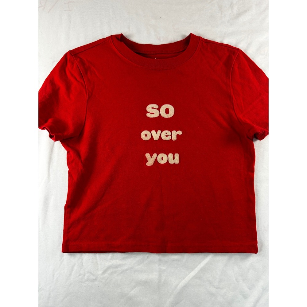 Urban Outfitters So Over You Red Graphic Baby Tee Crop Top Medium